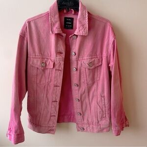 Bershka Hot Pink Faded Denim Jacket